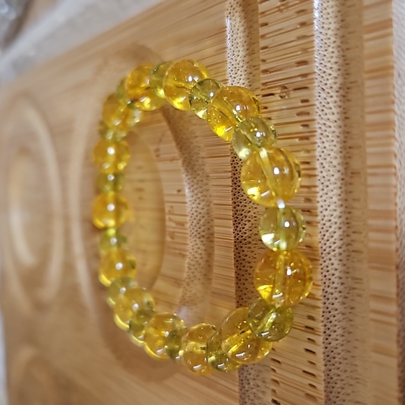 Citrine & peridot beaded stretch bracelet - Picture 3 of 4